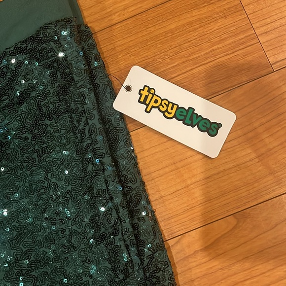 NWTs- Tipsy elves, dark, green, sequin leggings - Picture 5 of 10